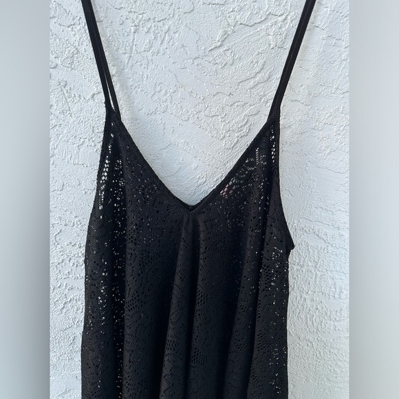 Free People Beach Cover Up Romper Jumpsuit BLACK Lace Spaghetti Straps Small - Picture 7 of 11